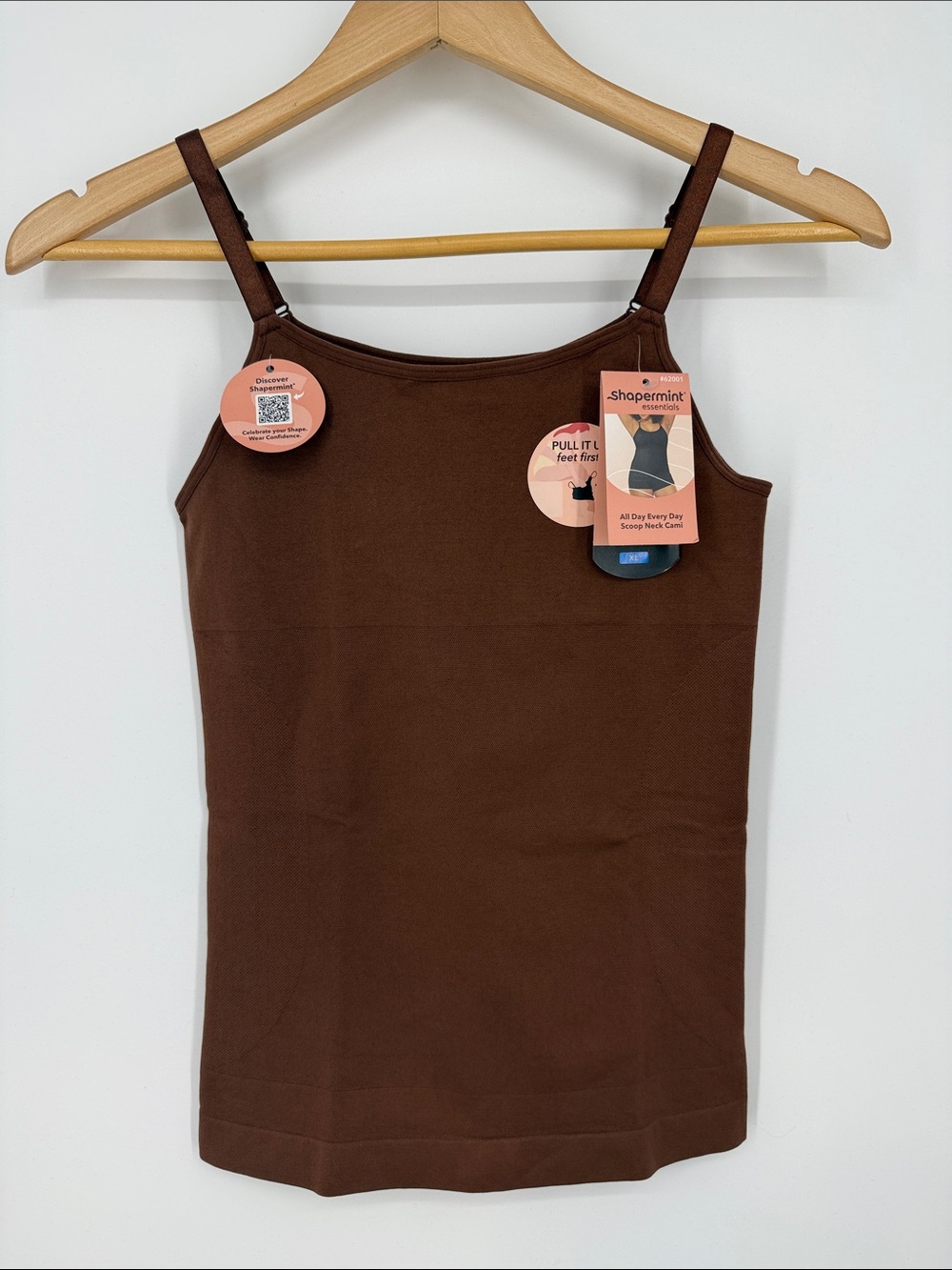 Shapermint All Day Brown Scoop Neck Cami with Adjustable Straps NWT